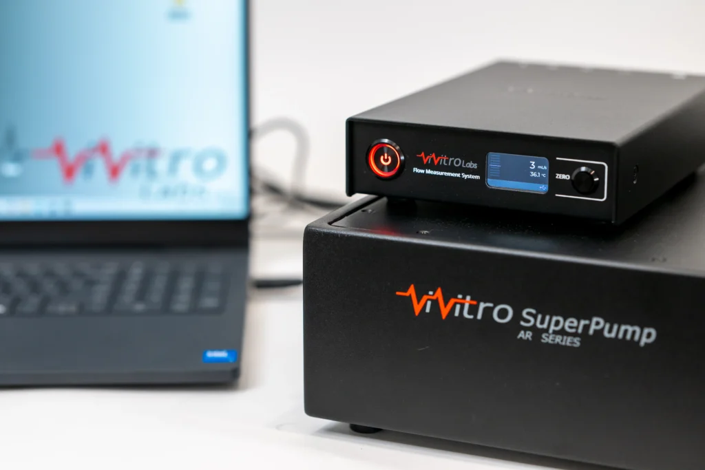 ViVitro Labs Flow Measurement System processing modules with a ViVitro Labs Test System
